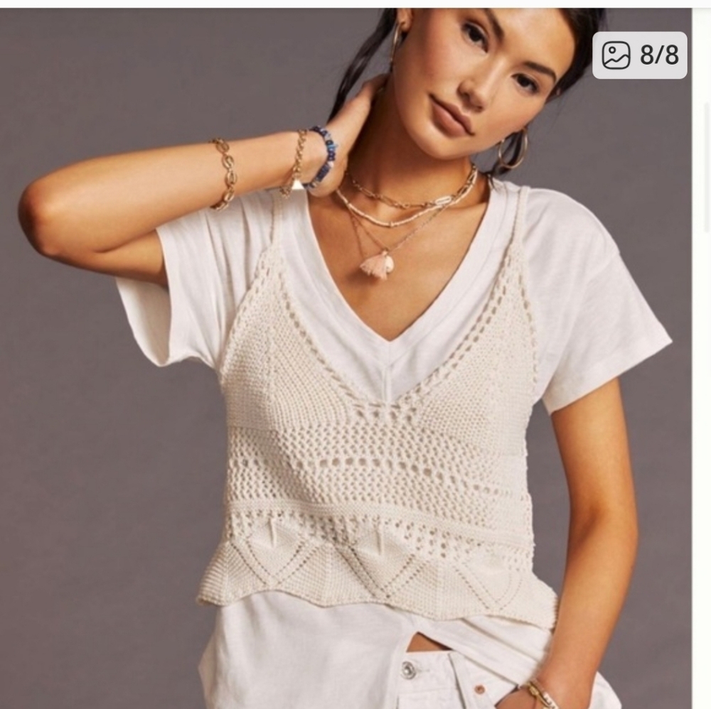 NWT Pilcro Cream Crochet Crop Top